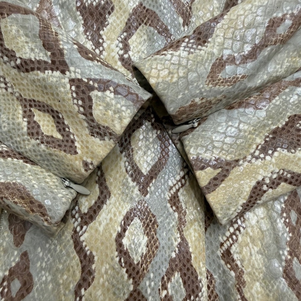 Vintage Cache Y2K Snakeskin Python Print Zip Front Jacket Brown Tan Fitted 6 - Picture 10 of 12